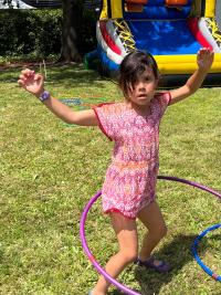 Young girl hoola hooping