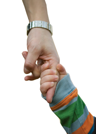 two volunteer hands holding